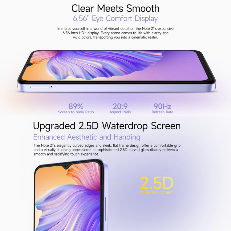 Ulefone Note 21, 4GB+128GB, Face ID & Fingerprint, 6.56 inch Android 14 Unisoc T606 Octa Core, Network: 4G, Dual SIM, OTG (Starlight Purple) - Ulefone by Ulefone | Online Shopping South Africa | PMC Jewellery | Buy Now Pay Later Mobicred