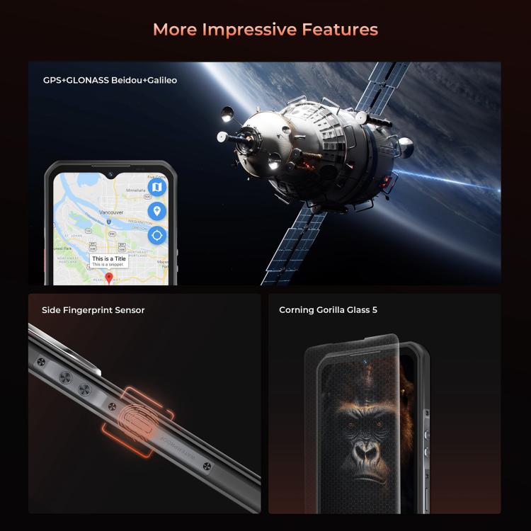 Oukitel WP55 Pro 5G Rugged Phone, 16GB+512GB, 108MP Camera, Fingerprint Identification, 6.6 inch Android 15 MediaTek Dimensity 7025 Octa Core, NFC, OTG, Network: 5G (Black) - free shipping - PMC TechLife - Order now!