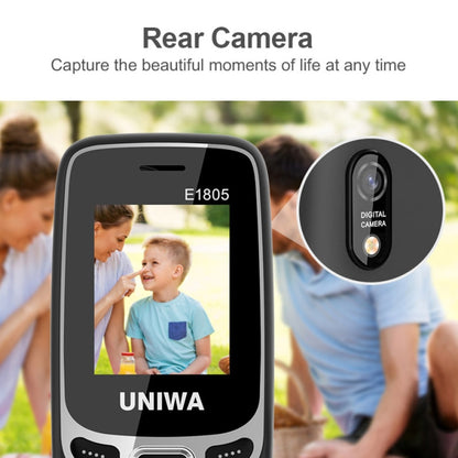 UNIWA E1805, 1.77 inch, SC6531E, 21 Keys, Support Bluetooth, Torch, FM, MP3, MP4, GSM, Dual SIM (Black) - UNIWA by UNIWA | Online Shopping South Africa | PMC Jewellery | Buy Now Pay Later Mobicred