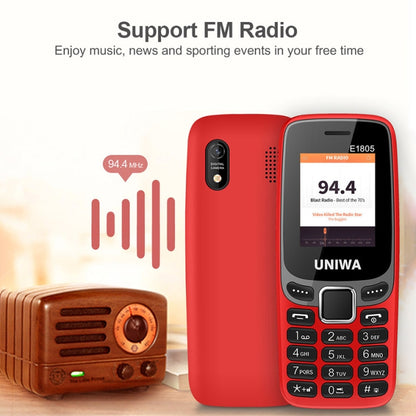 UNIWA E1805, 1.77 inch, SC6531E, 21 Keys, Support Bluetooth, Torch, FM, MP3, MP4, GSM, Dual SIM (Black) - UNIWA by UNIWA | Online Shopping South Africa | PMC Jewellery | Buy Now Pay Later Mobicred