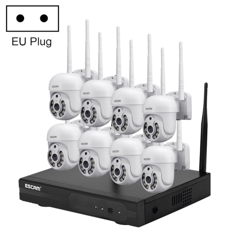 ESCAM WNK718 HD 3.0 Million Pixels 8-channel Wireless + 8IPC Wireless NVR Security System, EU Plug - free shipping - PMC TechLife - Order now!