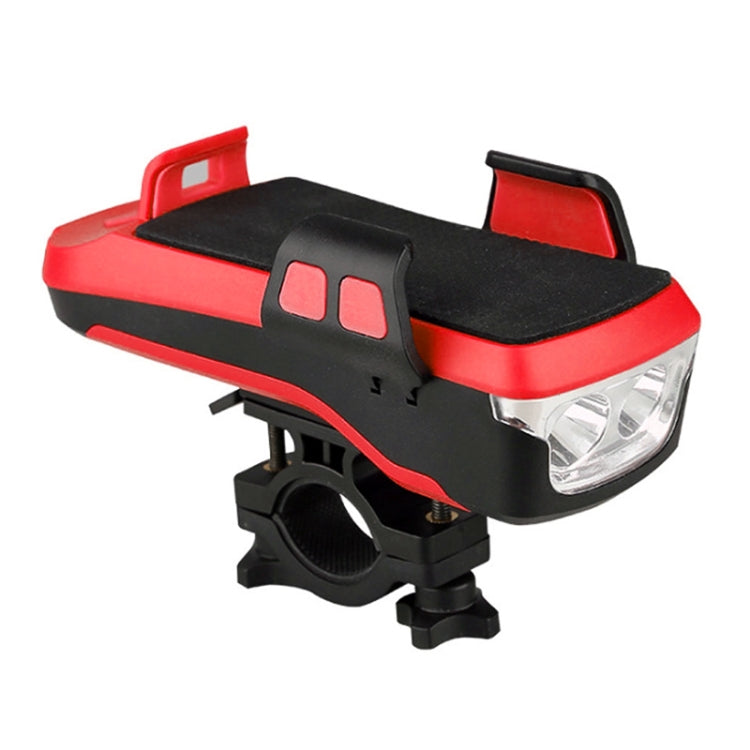 Multifunction 4  in 1 Phone Holder Bicycle Bell Cycling Lamp Flashlight(Red) - Headlights by PMC TechLife | Online Shopping South Africa | PMC TechLife | Buy Now Pay Later Mobicred