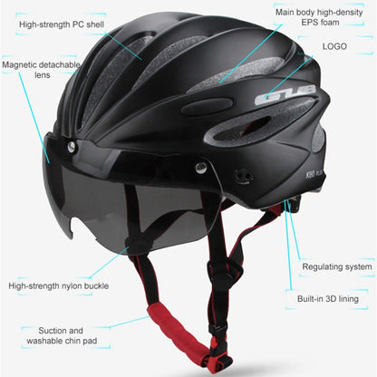 GUB K80 Plus Bike Helmet With Visor And Goggles(Black) - Protective Helmet & Masks by GUB | Online Shopping South Africa | PMC Jewellery | Buy Now Pay Later Mobicred