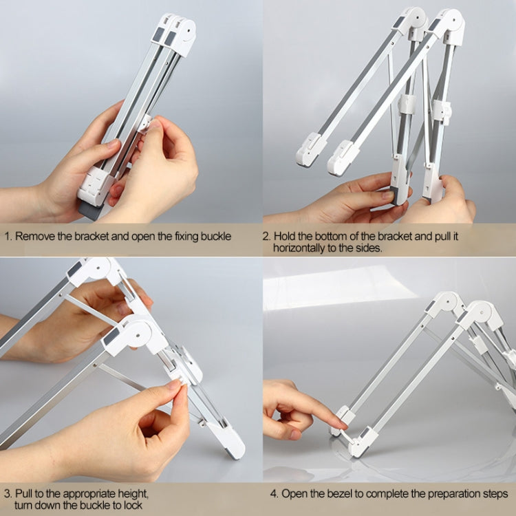 Aluminum Alloy Laptop Height Extender Holder Stand Folding Portable Computer Heat Dissipation Bracket, Size: 24.5x3.3x2.8cm (White) - MacBook Holder by PMC Jewellery | Online Shopping South Africa | PMC Jewellery | Buy Now Pay Later Mobicred