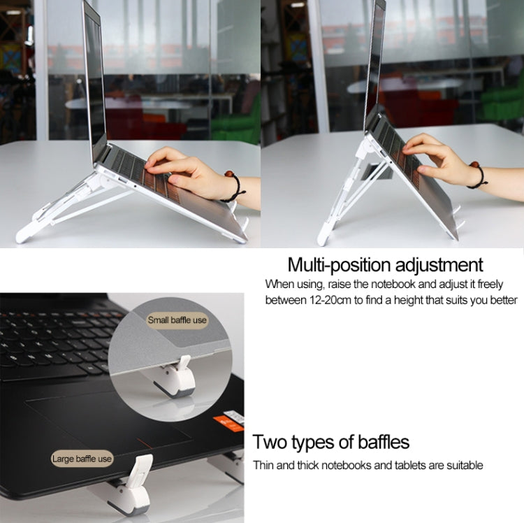 Aluminum Alloy Laptop Height Extender Holder Stand Folding Portable Computer Heat Dissipation Bracket, Size: 24.5x3.3x2.8cm (White) - MacBook Holder by PMC Jewellery | Online Shopping South Africa | PMC Jewellery | Buy Now Pay Later Mobicred