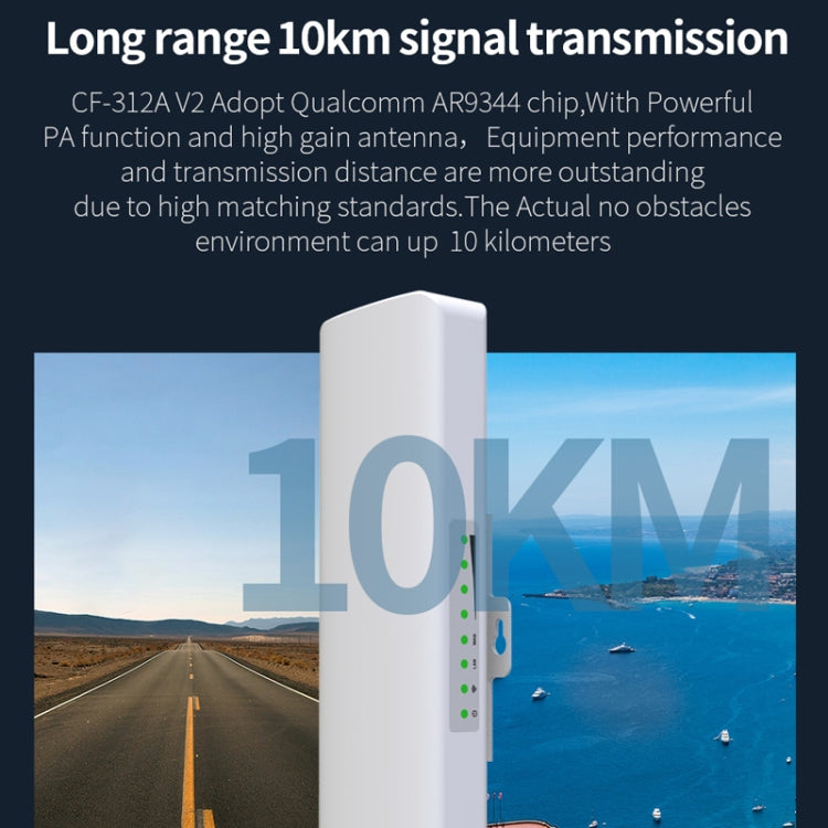 COMFAST CF-E312A Qualcomm AR9344 5.8GHz 300Mbps/s Outdoor ABS Wireless Network Bridge with POE Adapter - free shipping - PMC TechLife - Order now!