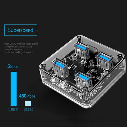 ORICO MH4U-100 USB 3.0 Transparent Desktop HUB with 100cm Micro USB Cable - USB 3.0 HUB by ORICO | Online Shopping South Africa | PMC Jewellery | Buy Now Pay Later Mobicred