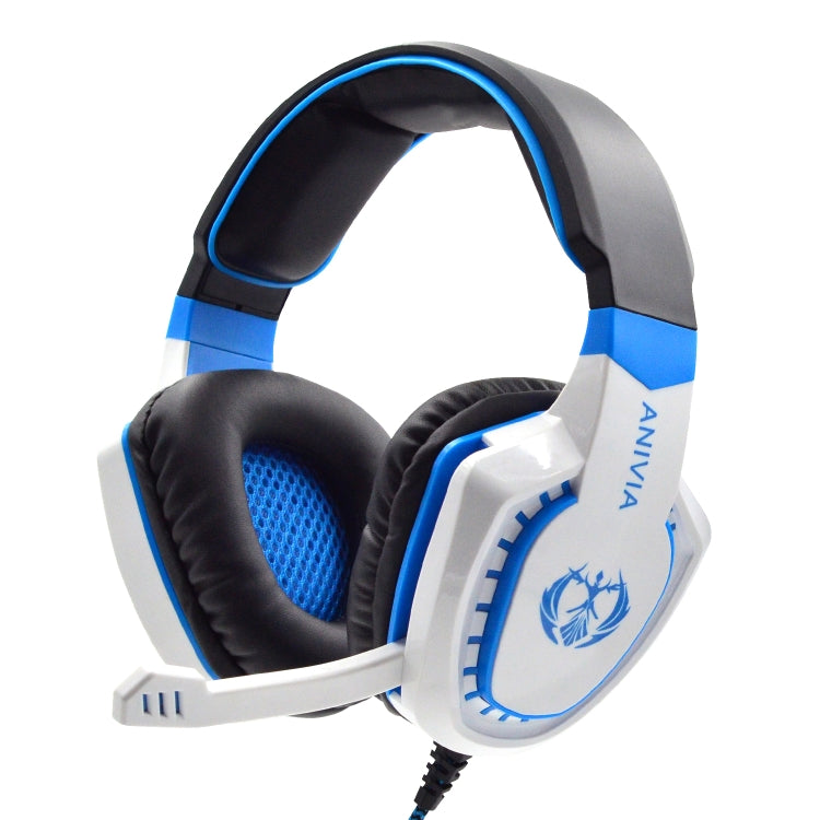 SADES AH-28 3.5mm Plug Wire-controlled Noise Reduction E-sports Gaming Headset with Retractable Microphone, Cable Length: 2m(White Blue) - Multimedia Headset by SADES | Online Shopping South Africa | PMC Jewellery | Buy Now Pay Later Mobicred