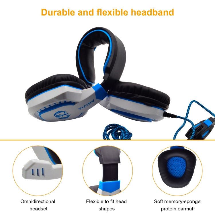 SADES AH-28 3.5mm Plug Wire-controlled Noise Reduction E-sports Gaming Headset with Retractable Microphone, Cable Length: 2m(White Blue) - Multimedia Headset by SADES | Online Shopping South Africa | PMC Jewellery | Buy Now Pay Later Mobicred