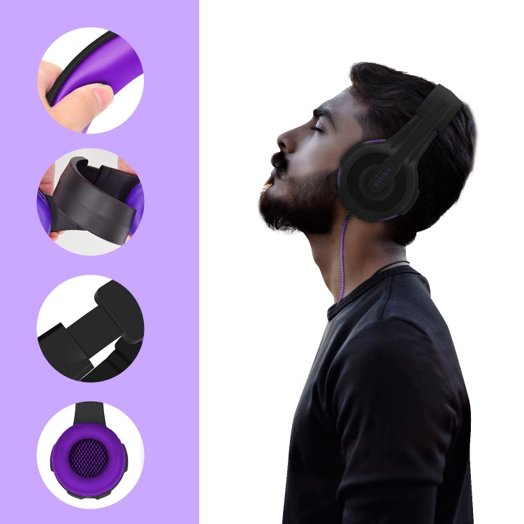 SADES AH-68 3.5mm Plug Wire-controlled E-sports Gaming Headset with Retractable Microphone, Cable Length: 2m(Black purple) - Multimedia Headset by SADES | Online Shopping South Africa | PMC Jewellery | Buy Now Pay Later Mobicred