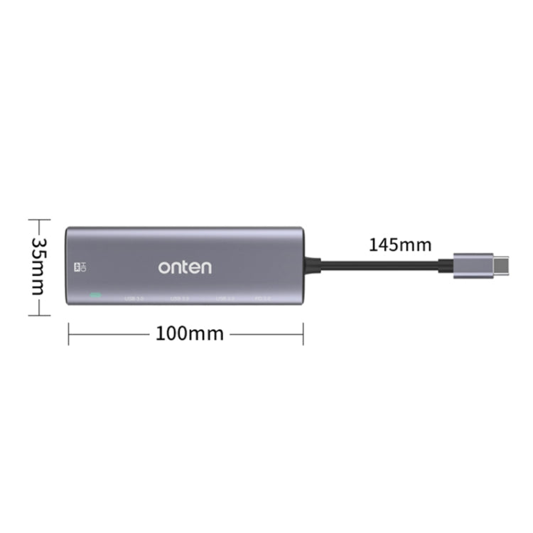 Onten OT-95123 5 in 1 Multifunctional Type-C + USB + HDMI Docking Station, Cable Length: 145mm(Silver) - free shipping - PMC Jewellery - Order now!