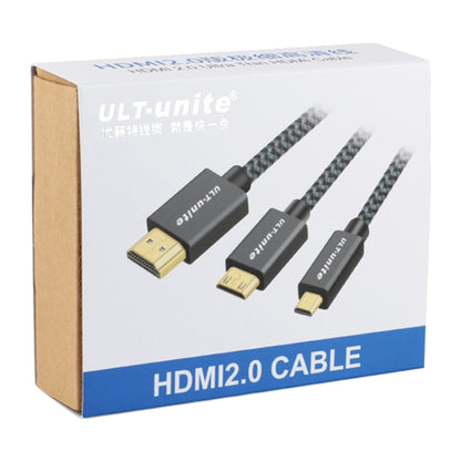 ULT-unite Gold-plated Head HDMI Male to Micro HDMI Male Nylon Braided Cable, Cable Length: 3m(Black) - Cable by ult-unite | Online Shopping South Africa | PMC Jewellery | Buy Now Pay Later Mobicred