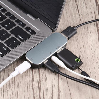 5 in 1 USB-C / Type-C Male to Dual USB-C / Type-C + 3.5mm AUX + USB 3.1 + USB Female Adapter - Cable & Adapters by PMC Jewellery | Online Shopping South Africa | PMC Jewellery | Buy Now Pay Later Mobicred