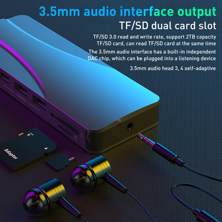 Rocketek HC451 Type-C to 60W PD + 4K HDMI + DP + 100M RJ45 14 in 1 HUB Adapter - USB HUB by ROCKETEK | Online Shopping South Africa | PMC Jewellery | Buy Now Pay Later Mobicred