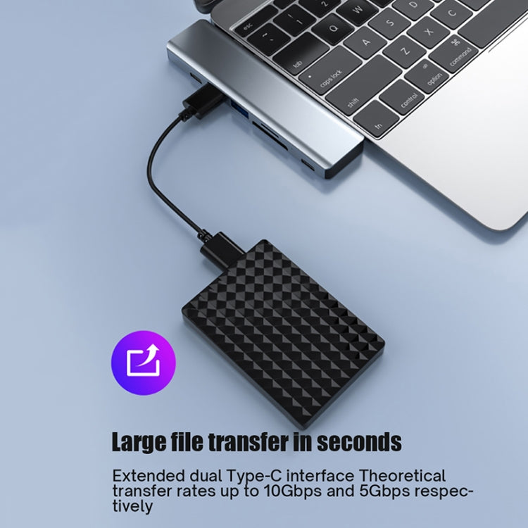 BYL-2101 7 in 1 Dual USB-C / Type-C to USB Docking Station HUB Adapter (Silver) - free shipping - PMC Jewellery - Order now!