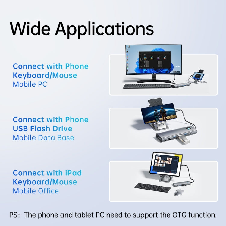 ORICO PW11-9P Type-C / USB-C 8-in-1 5Gbps Multifunction Docking Station(Dark Gray) - free shipping - PMC TechLife - Order now!