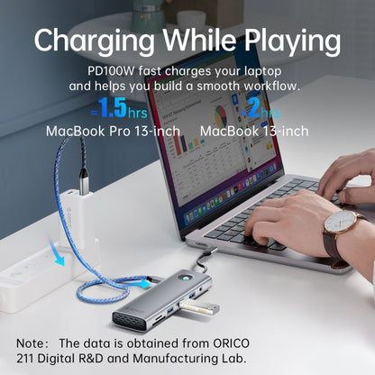 ORICO PW11-9P Type-C / USB-C 8-in-1 5Gbps Multifunction Docking Station(Dark Gray) - USB HUB by ORICO | Online Shopping South Africa | PMC Jewellery