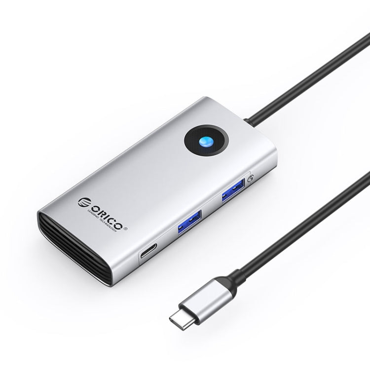 ORICO ORICO-PW11-6PCR R45 Type-C / USB-C 6-in-1 5Gbps Multifunction Docking Station (Silver) - USB HUB by ORICO | Online Shopping South Africa | PMC TechLife | Buy Now Pay Later Mobicred