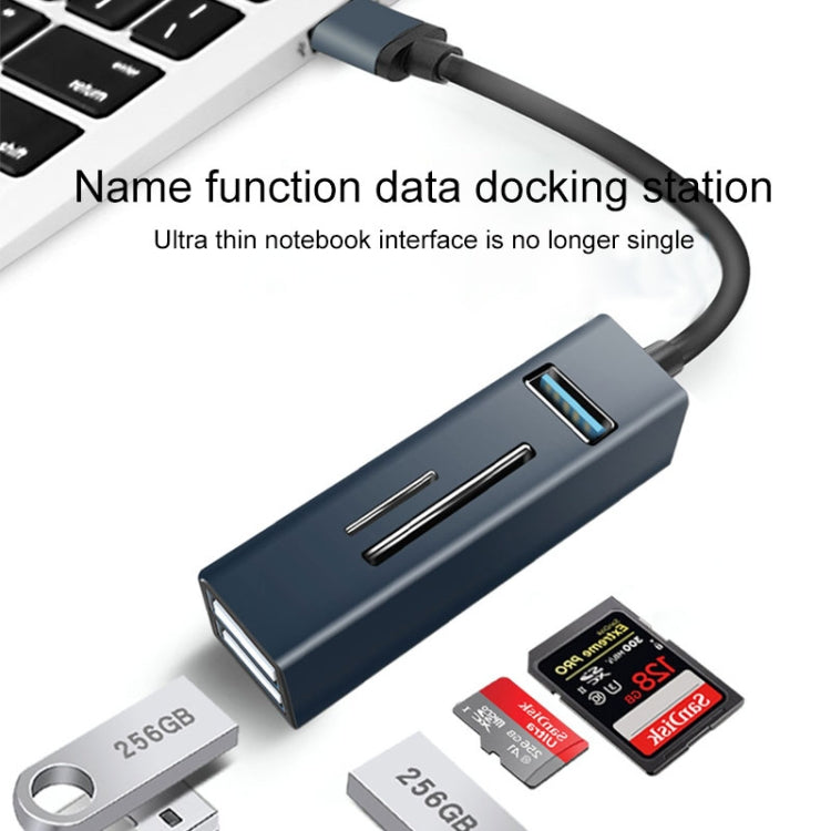 15101 5 in 1 USB3.0 to 3 x USB + SD / TF Card Reader HUB Adapter (Blue) - USB 3.0 HUB by PMC TechLife | Online Shopping South Africa | PMC TechLife | Buy Now Pay Later Mobicred