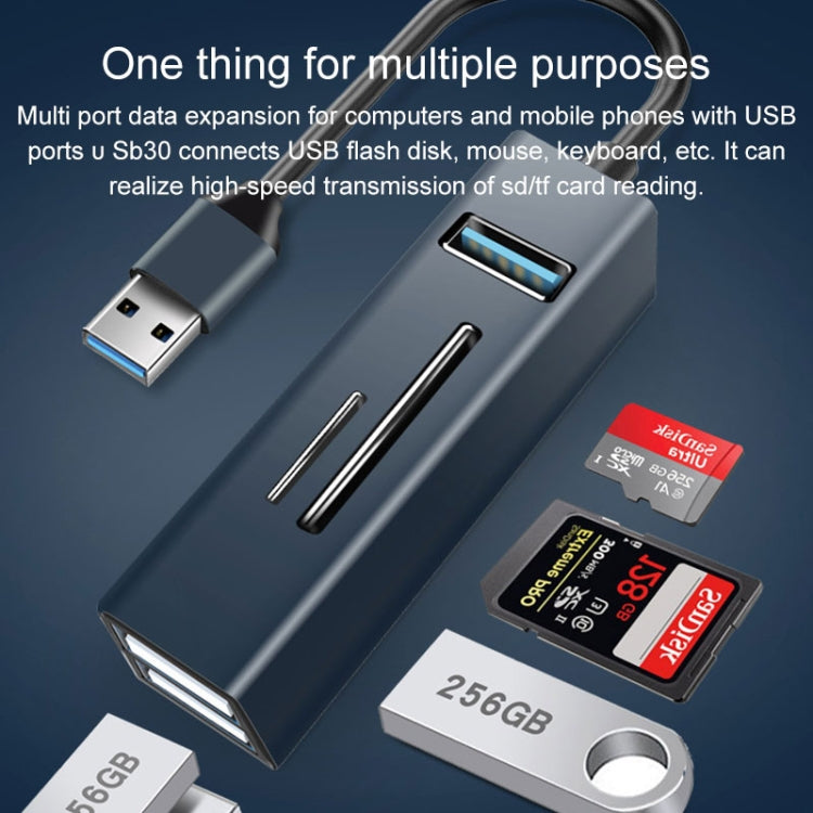 15101 5 in 1 USB3.0 to 3 x USB + SD / TF Card Reader HUB Adapter (Blue) - USB 3.0 HUB by PMC TechLife | Online Shopping South Africa | PMC TechLife | Buy Now Pay Later Mobicred