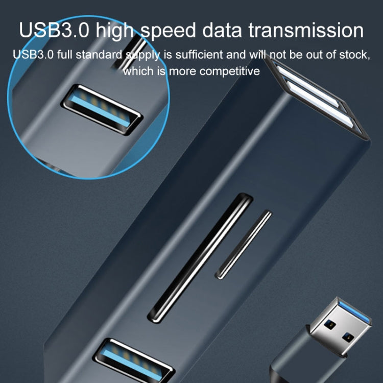 15101 5 in 1 USB3.0 to 3 x USB + SD / TF Card Reader HUB Adapter (Blue) - USB 3.0 HUB by PMC TechLife | Online Shopping South Africa | PMC TechLife | Buy Now Pay Later Mobicred