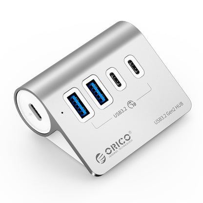 ORICO M3CU2 Aluminum Alloy 4-Port Type-C And USB 3.2 Gen2 10Gbps HUB(Silver) - USB 3.0 HUB by ORICO | Online Shopping South Africa | PMC Jewellery | Buy Now Pay Later Mobicred