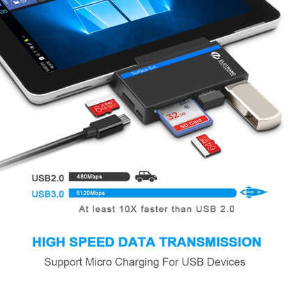 ROCKETEK RT-SGO737 2 USB 3.0 + Micro USB Interface Hub for Microsoft Surface Go, with 2 TF Card & SD Card Slots - USB 3.0 HUB by ROCKETEK | Online Shopping South Africa | PMC Jewellery | Buy Now Pay Later Mobicred