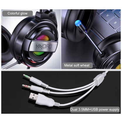 YINDIAO Q3 USB + Dual 3.5mm Wired E-sports Gaming Headset with Mic & RGB Light, Cable Length: 1.67m(White) - Multimedia Headset by YINDIAO | Online Shopping South Africa | PMC Jewellery | Buy Now Pay Later Mobicred