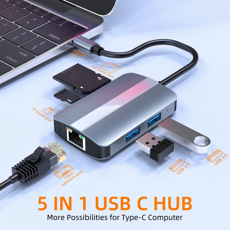 BYL-2112 5 in 1 USB-C / Type-C to USB Multifunctional Docking Station HUB Adapter - USB HUB by PMC Jewellery | Online Shopping South Africa | PMC Jewellery | Buy Now Pay Later Mobicred