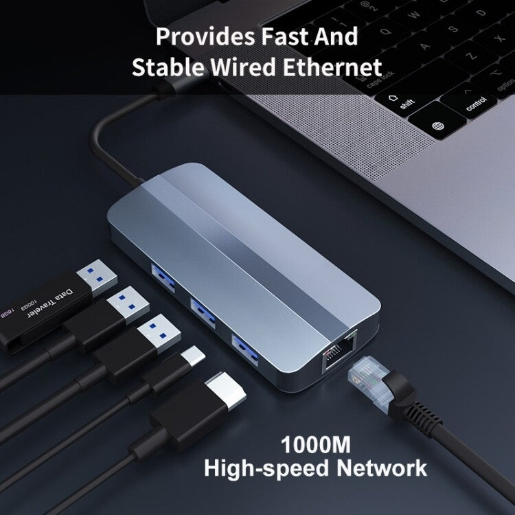 BYL-2209 6 in 1 USB-C / Type-C to USB Multifunctional Docking Station HUB Adapter - USB HUB by PMC Jewellery | Online Shopping South Africa | PMC Jewellery | Buy Now Pay Later Mobicred