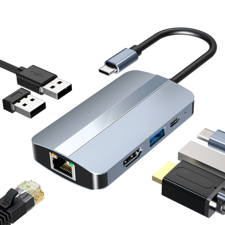 BYL-2203 6 in 1 USB-C / Type-C to USB Multifunctional Docking Station HUB Adapter - USB HUB by PMC Jewellery | Online Shopping South Africa | PMC Jewellery | Buy Now Pay Later Mobicred