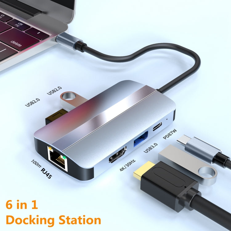 BYL-2203 6 in 1 USB-C / Type-C to USB Multifunctional Docking Station HUB Adapter - USB HUB by PMC Jewellery | Online Shopping South Africa | PMC Jewellery | Buy Now Pay Later Mobicred