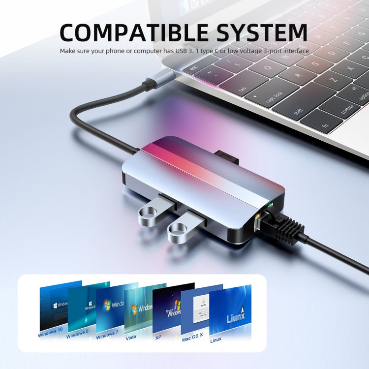 BYL-2203 6 in 1 USB-C / Type-C to USB Multifunctional Docking Station HUB Adapter - USB HUB by PMC Jewellery | Online Shopping South Africa | PMC Jewellery | Buy Now Pay Later Mobicred