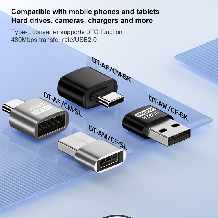 USB 2.0 Male to Female Type-C Adapter (Black) - Cable & Adapters by PMC Jewellery | Online Shopping South Africa | PMC Jewellery | Buy Now Pay Later Mobicred