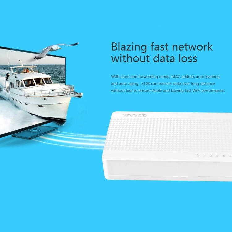 Tenda S108 8 Ports 10 / 100Mbps Fast Ethernet Network Switch LAN HUB - Switch by Tenda | Online Shopping South Africa | PMC Jewellery | Buy Now Pay Later Mobicred