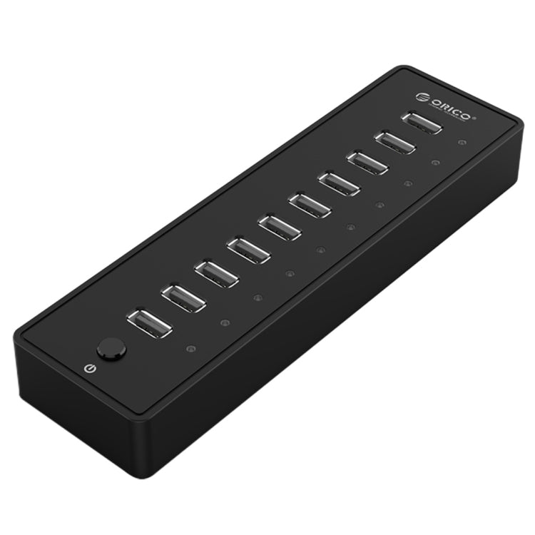 ORICO P10-U2 10 Ports USB 2.0 HUB with LED Power Indicator & 1m USB Cable(Black) - USB 2.0 HUB by ORICO | Online Shopping South Africa | PMC Jewellery | Buy Now Pay Later Mobicred