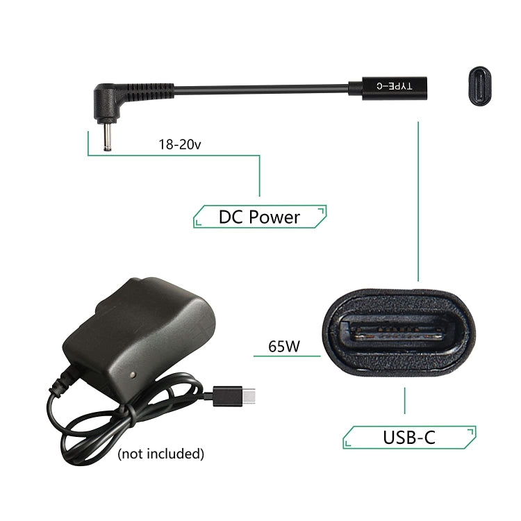 USB-C / Type-C to 4.0 x 1.35mm Power Adapter Charger Cable - Universal Power Adapter by PMC TechLife | Online Shopping South Africa | PMC TechLife | Buy Now Pay Later Mobicred