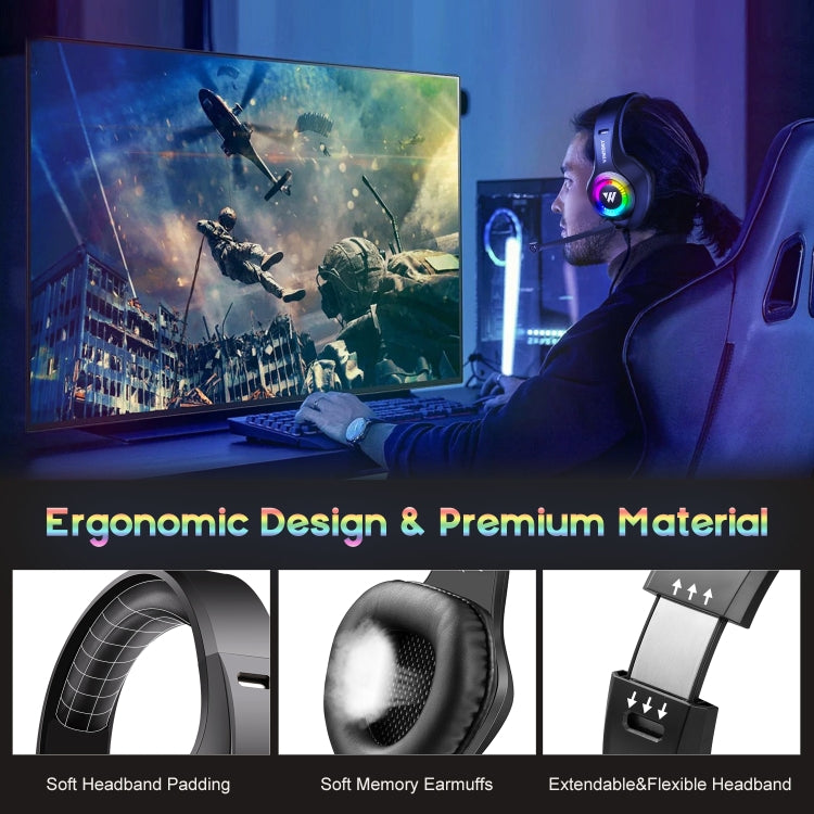 Wintory M3 USB + 3.5mm 4 Pin Adjustable RGB Light Gaming Headset with Mic (Black) - Multimedia Headset by Wintory | Online Shopping South Africa | PMC Jewellery | Buy Now Pay Later Mobicred