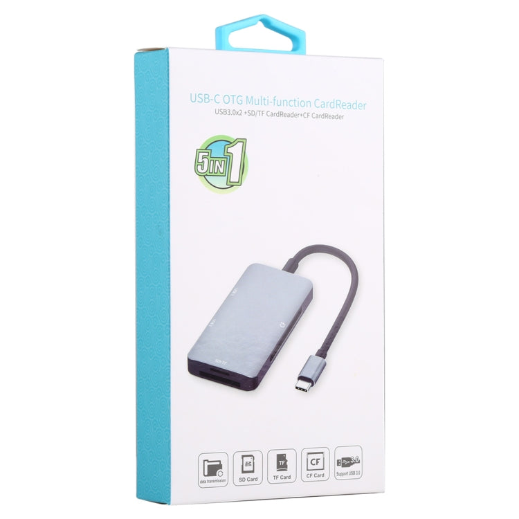 5 In 1 Dual USB 3.0 + CF + TF + SD Multi-function USB-C OTG Card Reader -  by PMC Jewellery | Online Shopping South Africa | PMC Jewellery | Buy Now Pay Later Mobicred