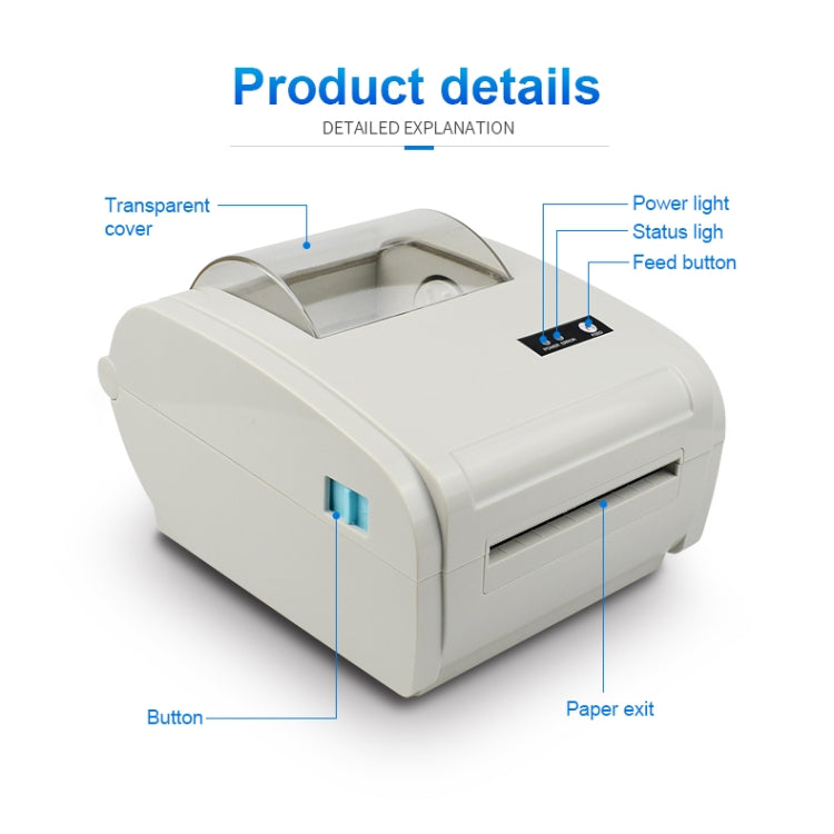 POS-9210 110mm USB +  Bluetooth POS Receipt Thermal Printer Express Delivery Barcode Label Printer, EU Plug(White) - Printer by PMC Jewellery | Online Shopping South Africa | PMC Jewellery | Buy Now Pay Later Mobicred