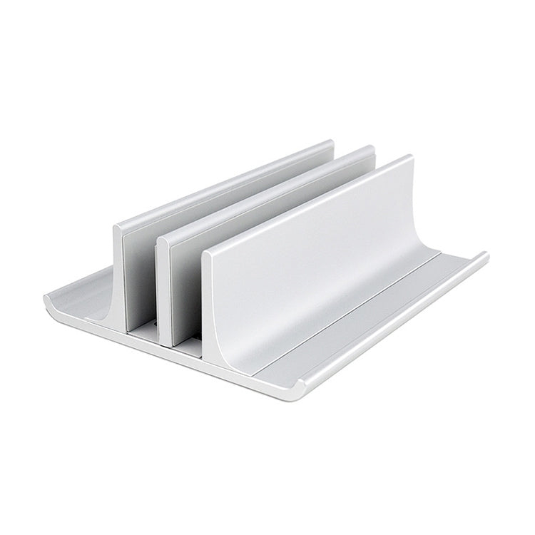 Universal Portable Aluminum Alloy Double Slot Width Adjustable Laptop Vertical Storage Stand Base(Silver) - free shipping - PMC TechLife - Order now!