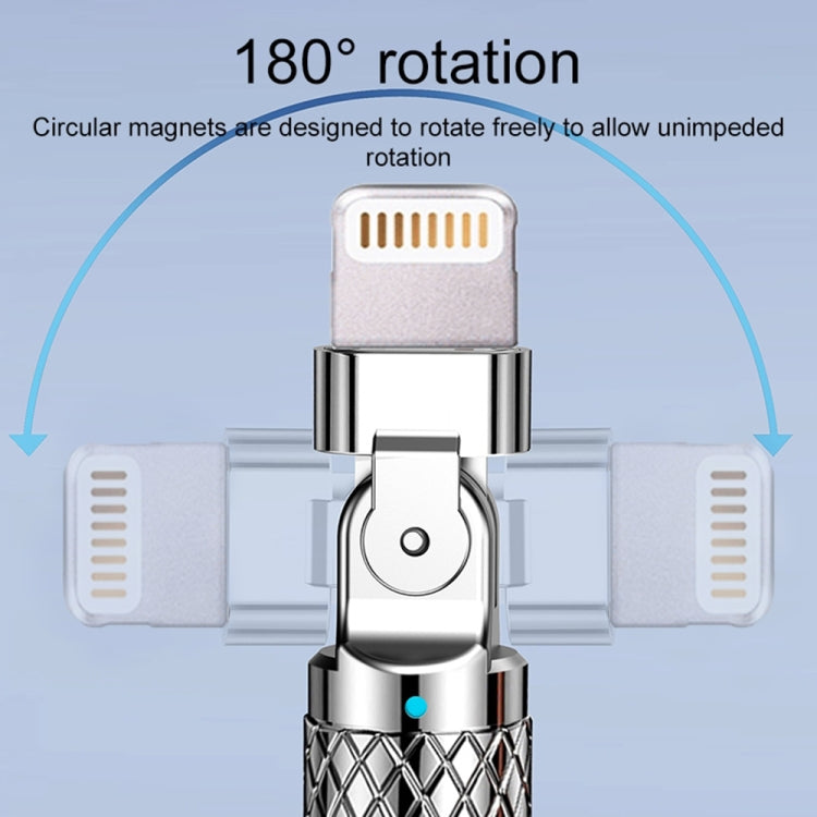 Mech Series 6A 120W USB to 8 Pin 180-degree Metal Plug Fast Charging Cable, Length: 1.8m(Black) - Normal Style Cable by PMC Jewellery | Online Shopping South Africa | PMC Jewellery | Buy Now Pay Later Mobicred