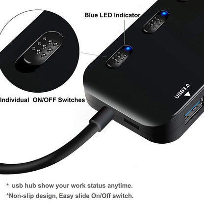 High Speed 4 x USB 3.0 to USB-C / Type-C HUB with Switch (Black) - USB HUB by PMC Jewellery | Online Shopping South Africa | PMC Jewellery | Buy Now Pay Later Mobicred