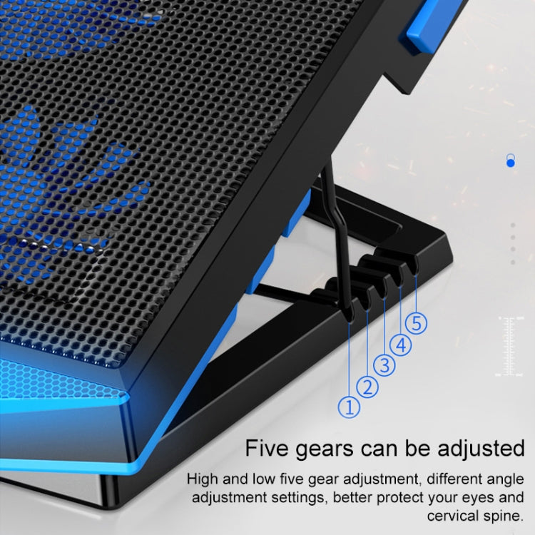 dual USB Ports Five-core Radiator Notebook Computer  Holder (Blue) - Laptop Stand by PMC Jewellery | Online Shopping South Africa | PMC Jewellery | Buy Now Pay Later Mobicred