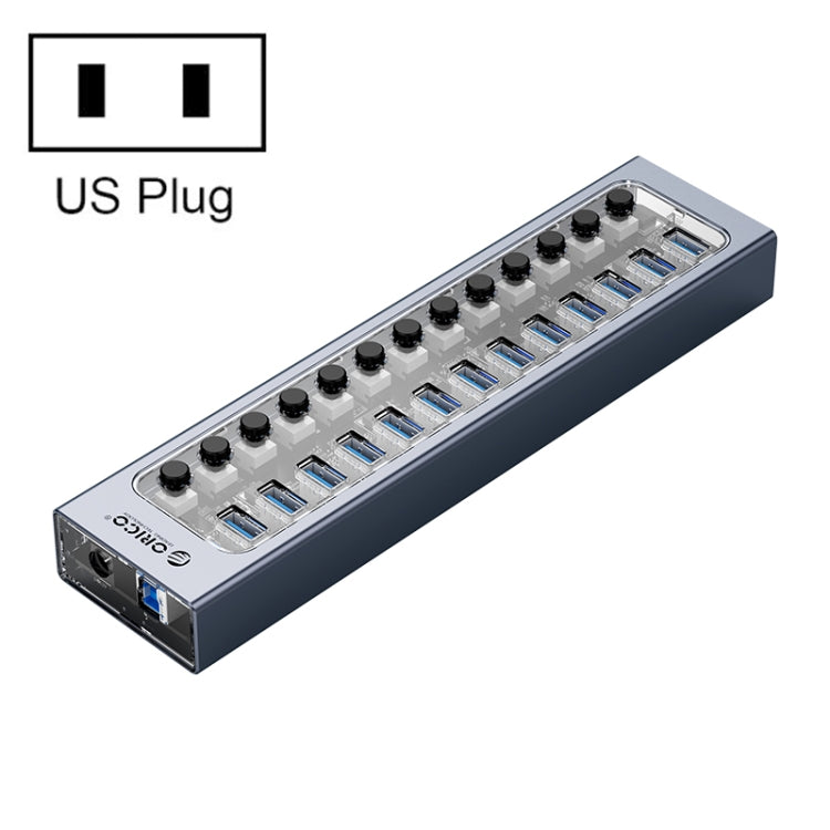 ORICO AT2U3-13AB-GY-BP 13 Ports USB 3.0 HUB with Individual Switches & Blue LED Indicator, US Plug - USB 3.0 HUB by ORICO | Online Shopping South Africa | PMC Jewellery | Buy Now Pay Later Mobicred