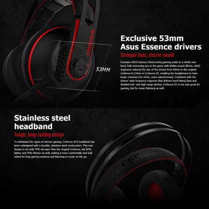 ASUS Cerberus V2 3.5mm Interface 53mm Speaker Unit Gaming Headset with Mic(Red) - Multimedia Headset by ASUS | Online Shopping South Africa | PMC Jewellery | Buy Now Pay Later Mobicred