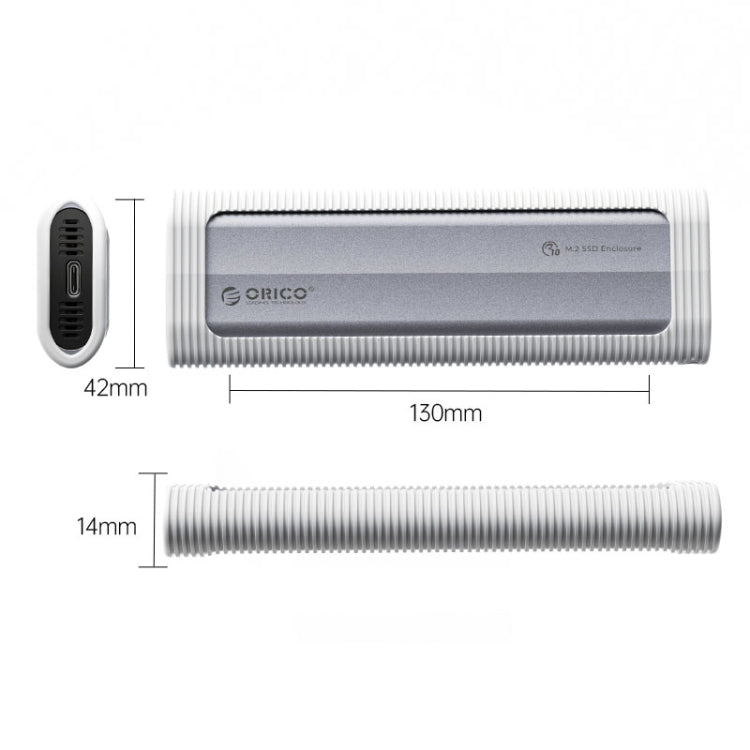 ORICO AXM2-G2-V1-GY-BP M.2 NVMe SSD Enclosure with Silicone Protective Case & Type-C+USB Cable - HDD Enclosure by ORICO | Online Shopping South Africa | PMC TechLife