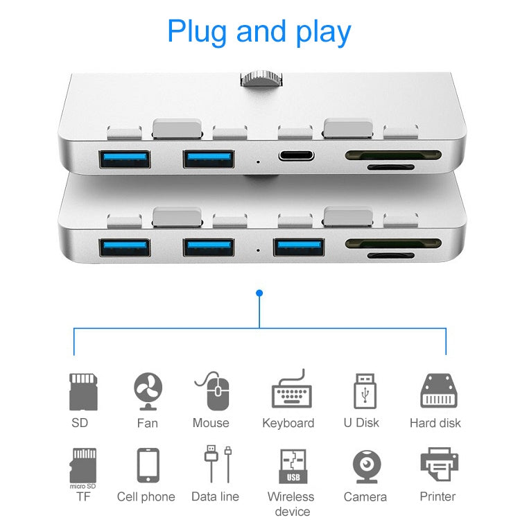 Rocketek For iMac USB3.0 x 3 + SD / TF Multi-function HUB Expansion Dock - free shipping - PMC Jewellery - Order now!