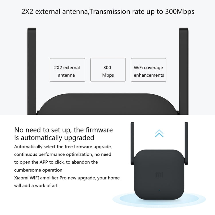 Original Xiaomi Mi WiFi Amplifier Pro 300Mbps WiFi Smart Extender Router with 2x2 External Antennas, US Plug(Black) - Wireless Routers by Xiaomi | Online Shopping South Africa | PMC Jewellery