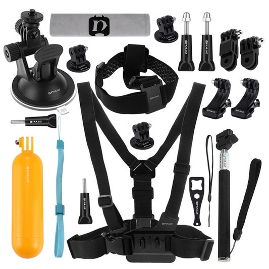 PULUZ 20 in 1 Accessories Combo Kits (Chest Strap + Head Strap + Suction Cup Mount + 3-Way Pivot Arm + J-Hook Buckles + Extendable Monopod + Tripod Adapter + Bobber Hand Grip + Storage Bag + Wrench) f ... ce Pro, DJI Osmo Action 4 and Other Action Cameras -  by PULUZ | Online Shopping South Africa | PMC Jewellery | Buy Now Pay Later Mobicred